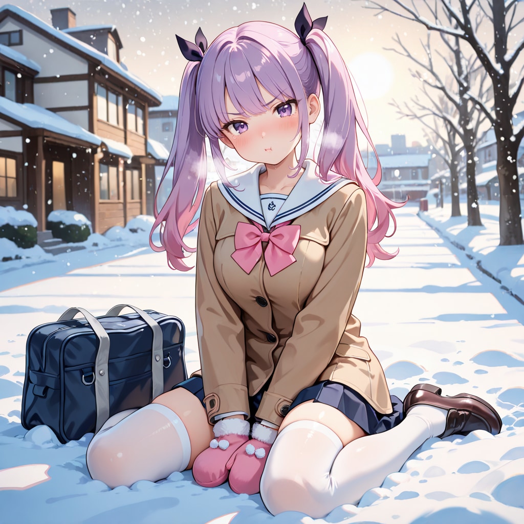 ひなちゃん、雪で滑る | の人気AIイラスト・グラビア