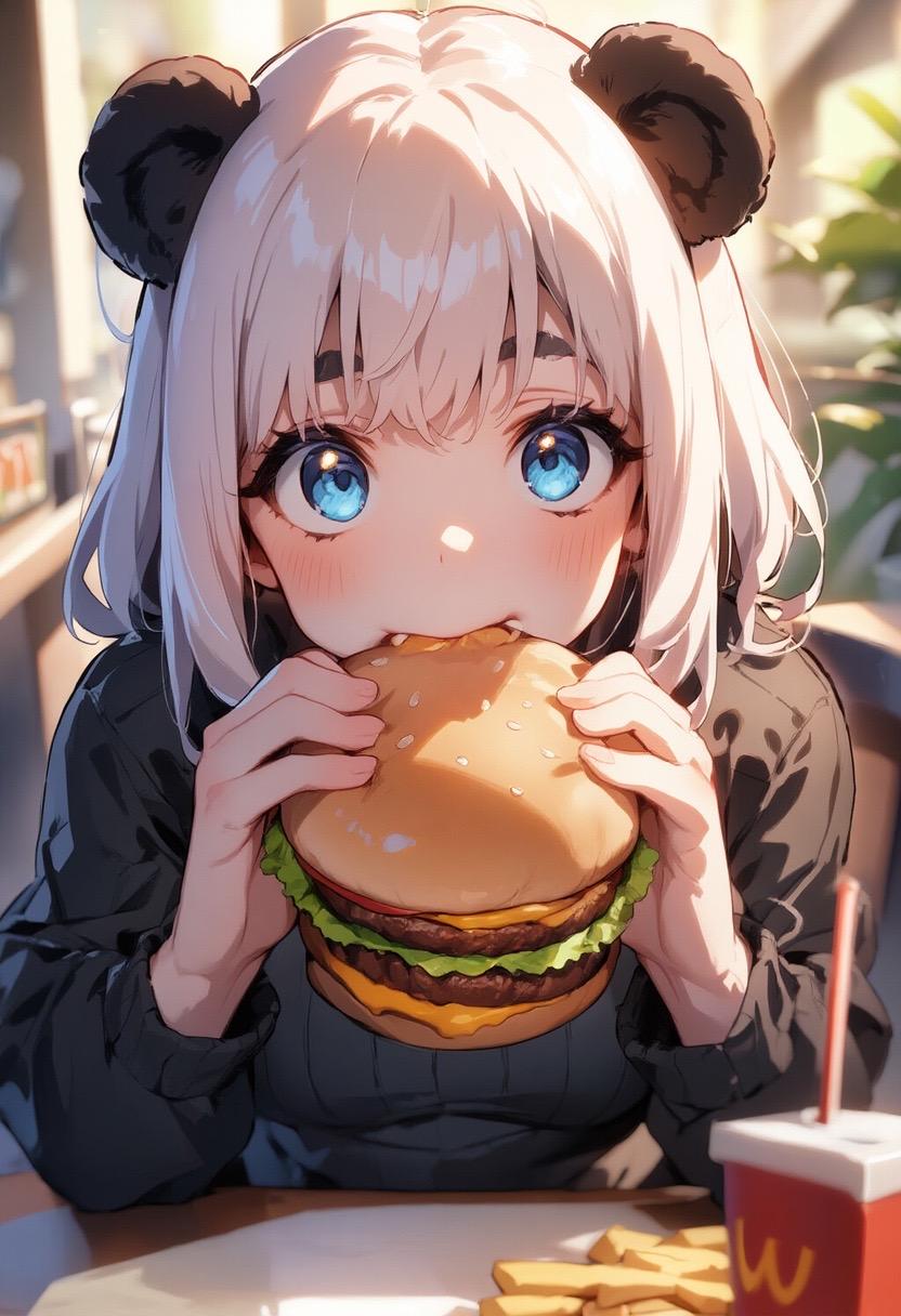 パンダガール、バーガーを食らう！