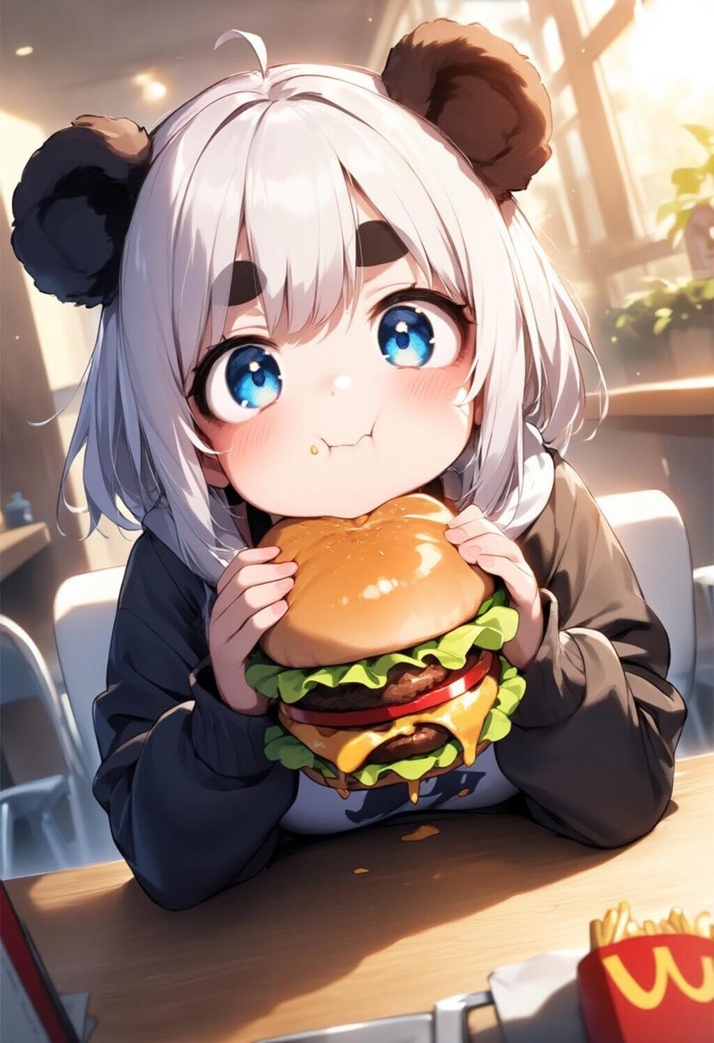 パンダガール、バーガーを食らう！