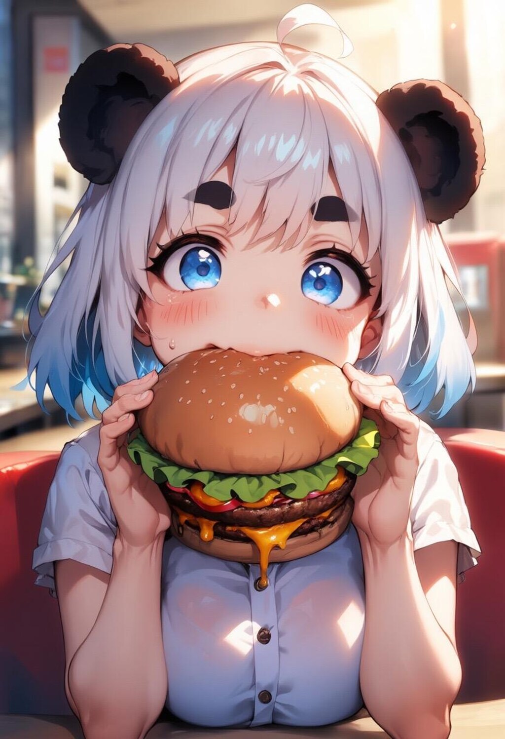 パンダガール、バーガーを食らう！