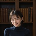 図書館で本を読む女性 3枚目