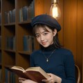 図書館で本を読む女性 6枚目