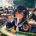 流しそうめんをするこなつちゃん 4枚目