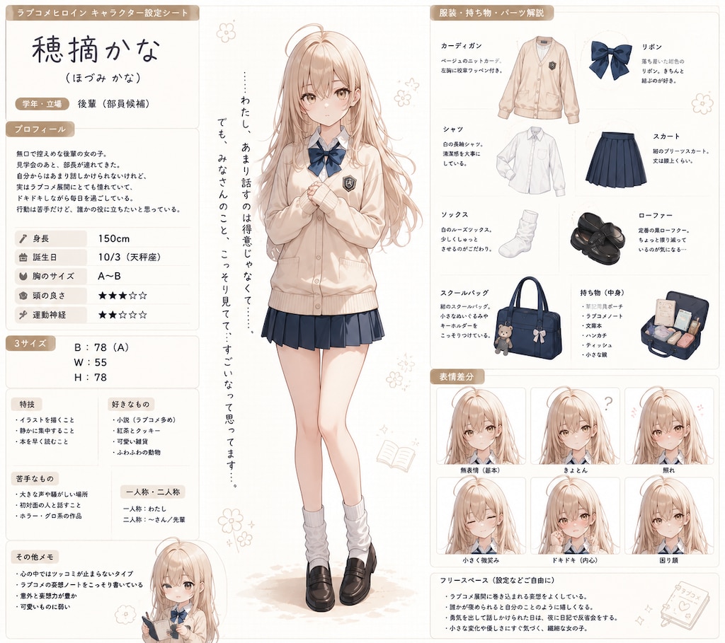 穂摘かな キャラクターシート