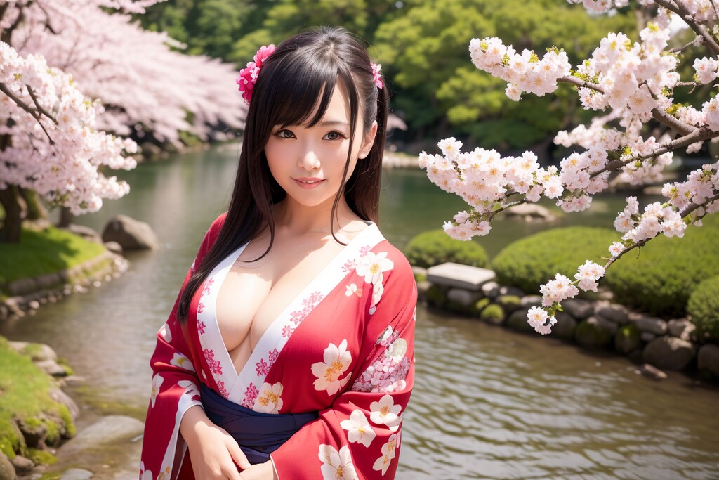 着物と桜