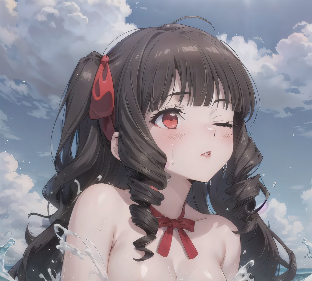 黒髪ロングで水鉄砲の少女１０