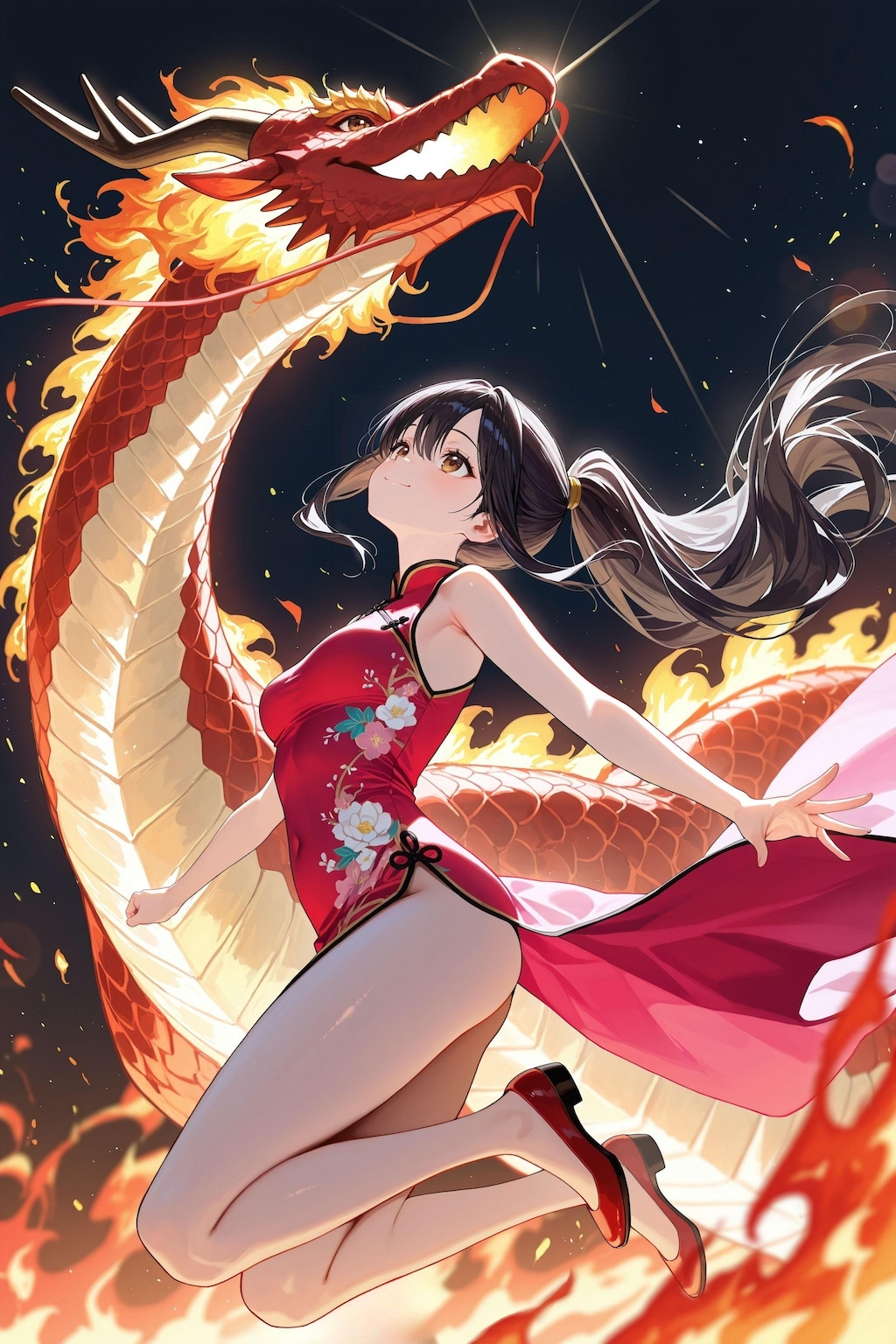 ドラゴン使いの少女（美龍さんと火竜サラマンダーさん）