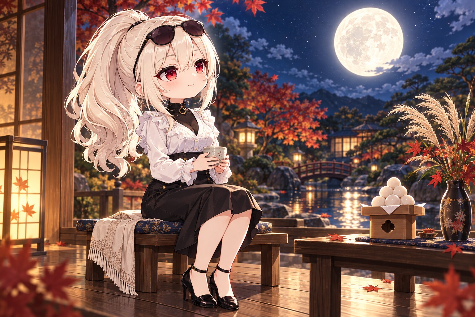 今夜は、月にひと息。 | の人気AIイラスト・グラビア