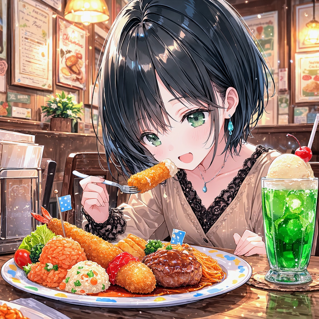 お子様ランチを食べる藍音ちゃん