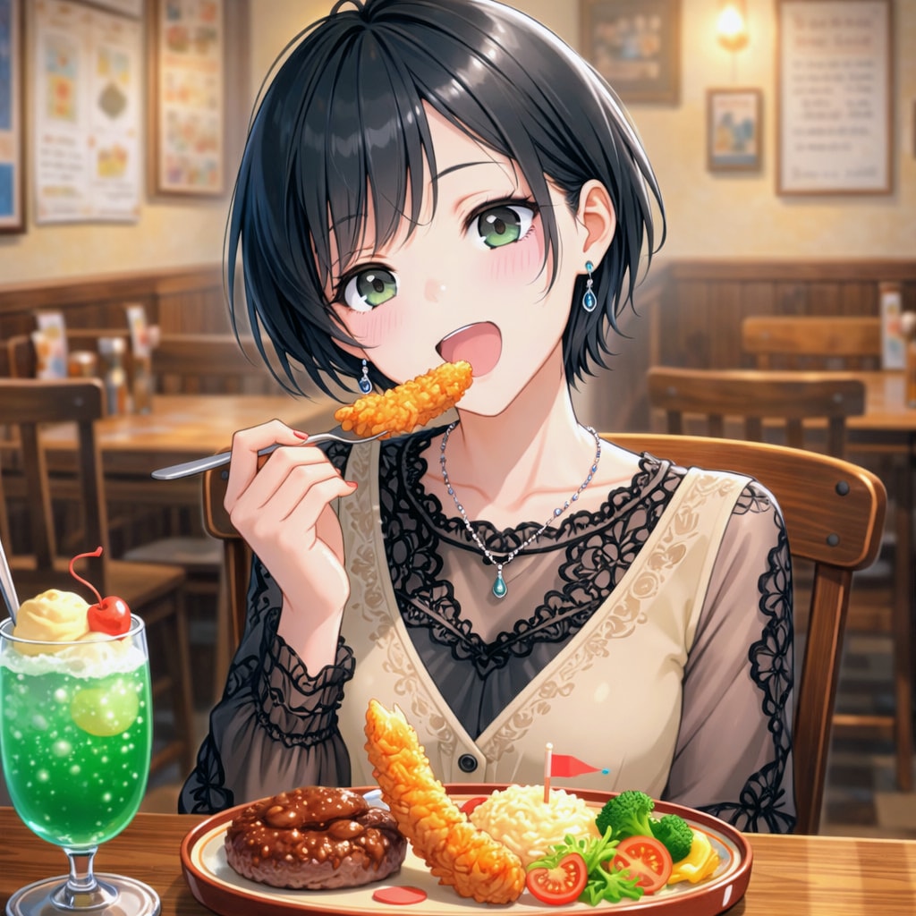 お子様ランチを食べる藍音ちゃん