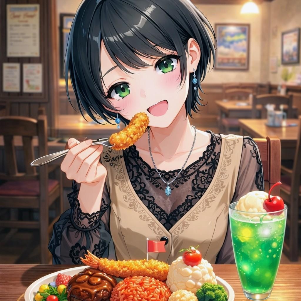 お子様ランチを食べる藍音ちゃん