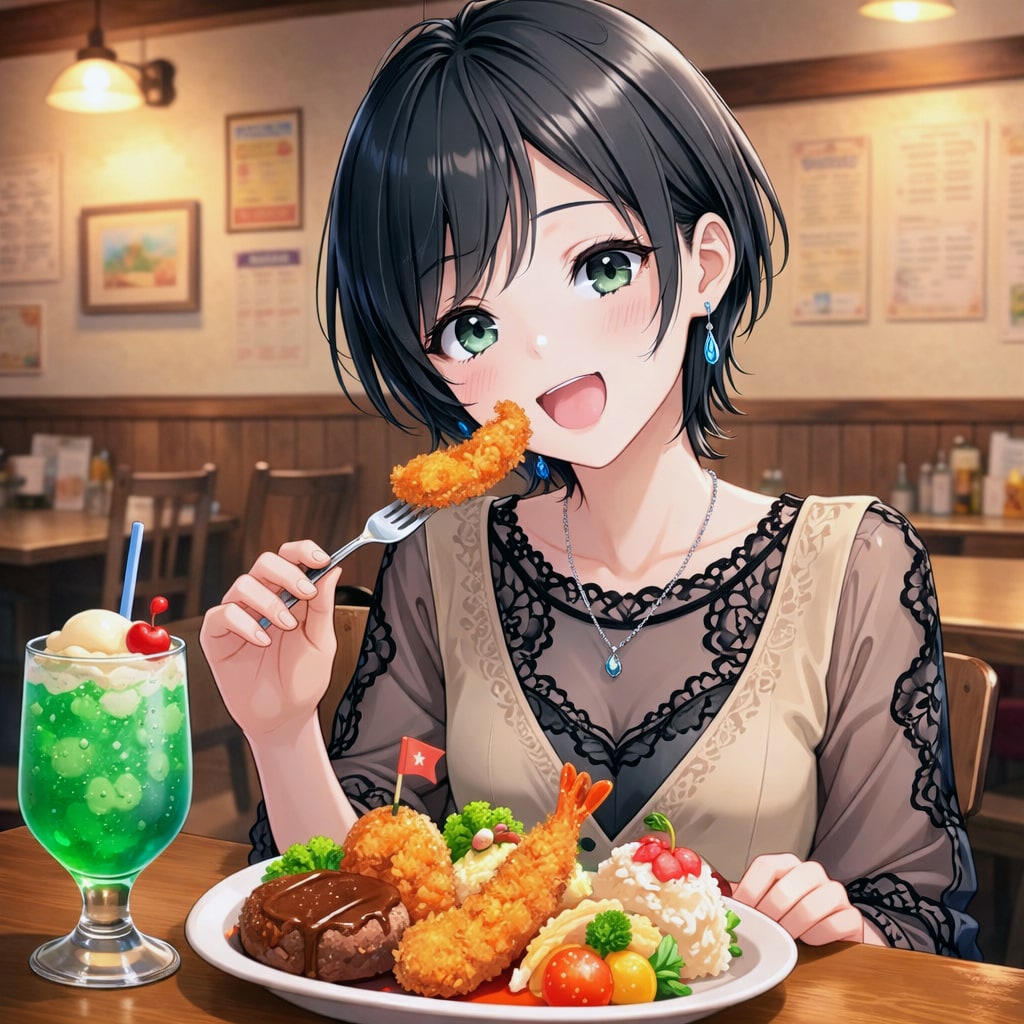 お子様ランチを食べる藍音ちゃん