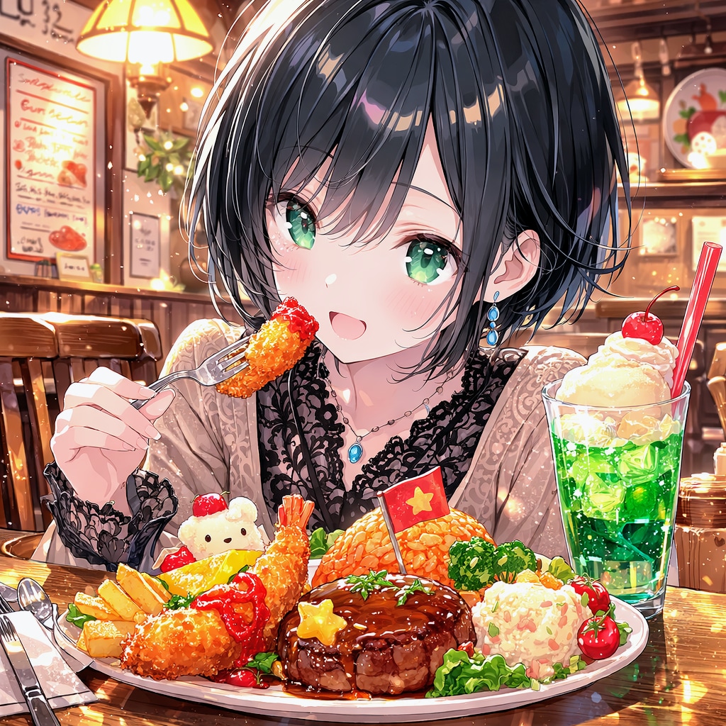 お子様ランチを食べる藍音ちゃん | の人気AIイラスト・グラビア