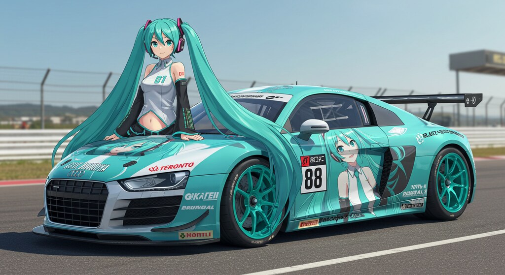 初音ミクとアウディR8レーシングカー