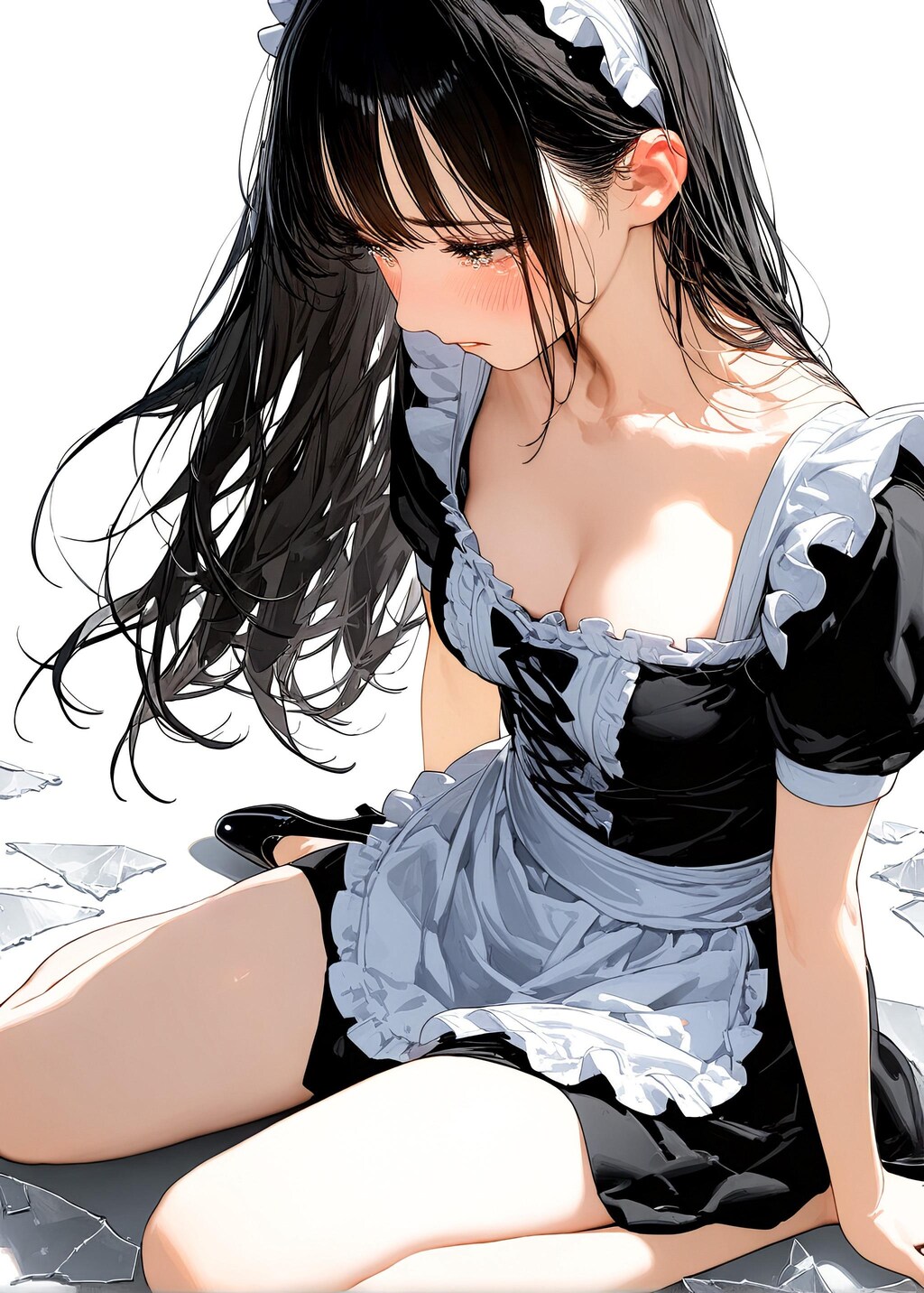 ガラスを割ってしまったドジっ子メイドさん