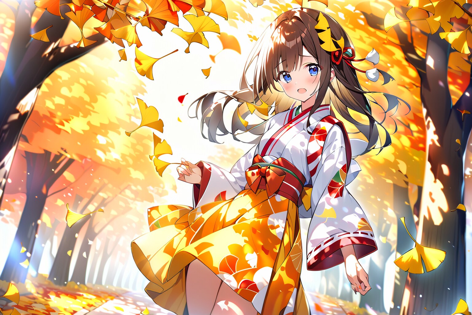 イチョウの葉が舞う季節 | の人気AIイラスト・グラビア