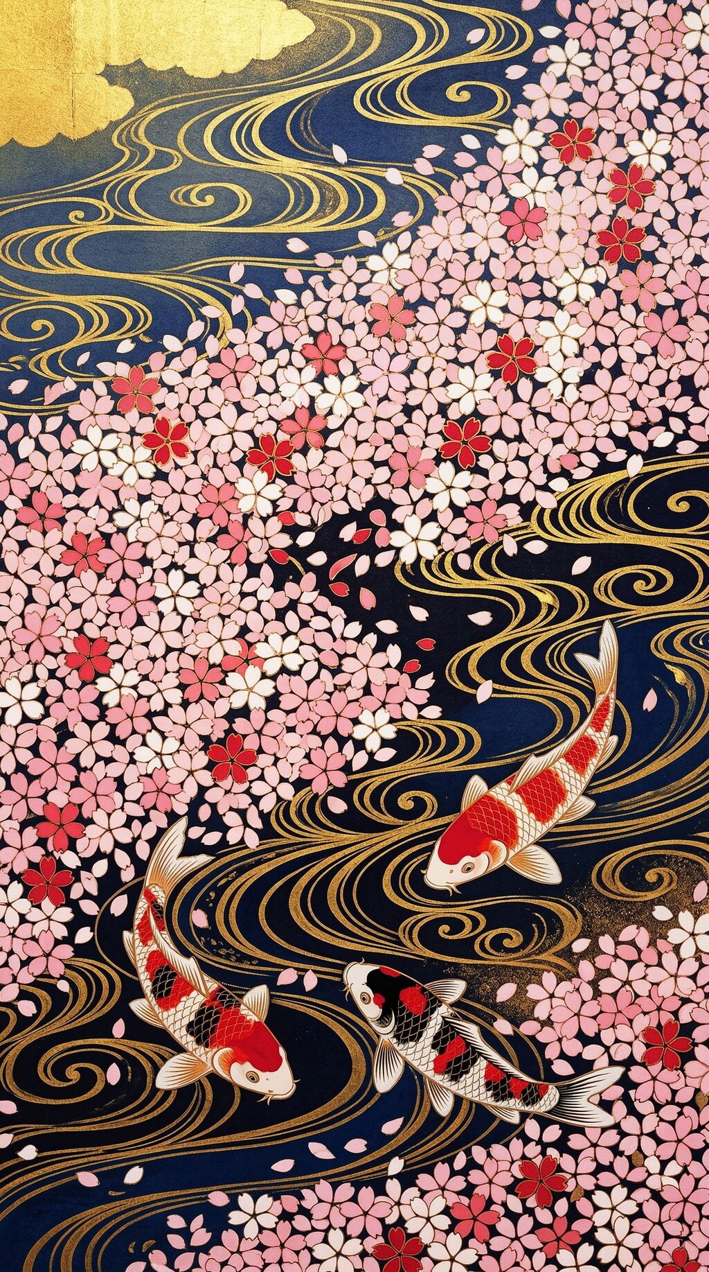 花筏と錦鯉