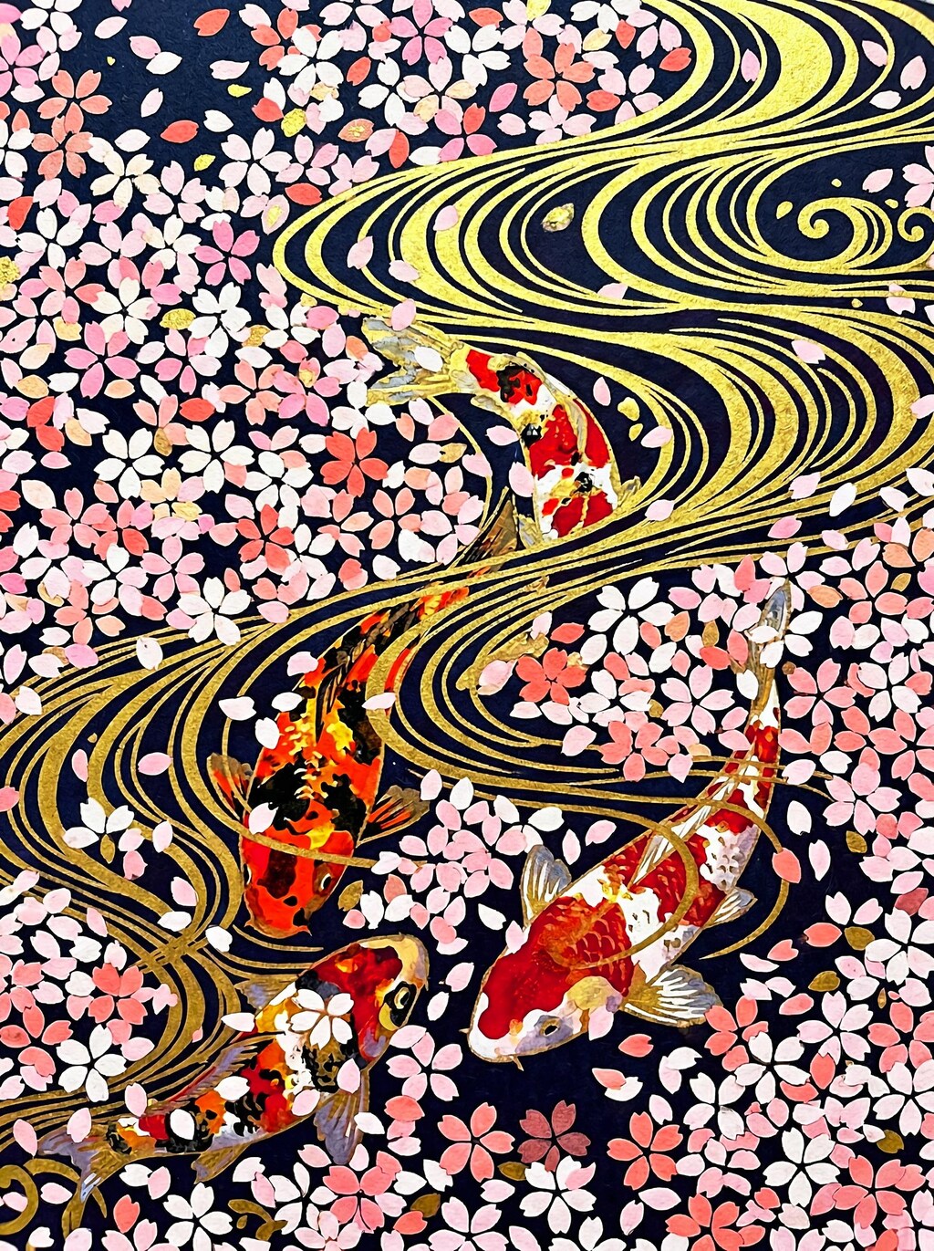 花筏と錦鯉