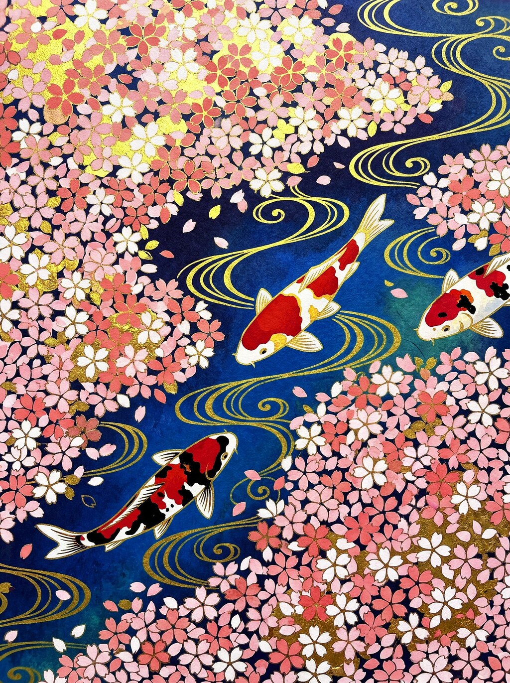 花筏と錦鯉