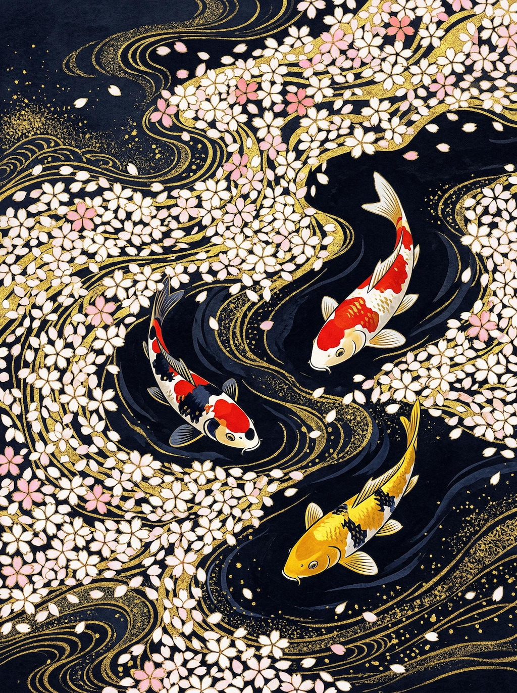 花筏と錦鯉