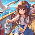 カモメと船旅の小さな女の子 5枚目
