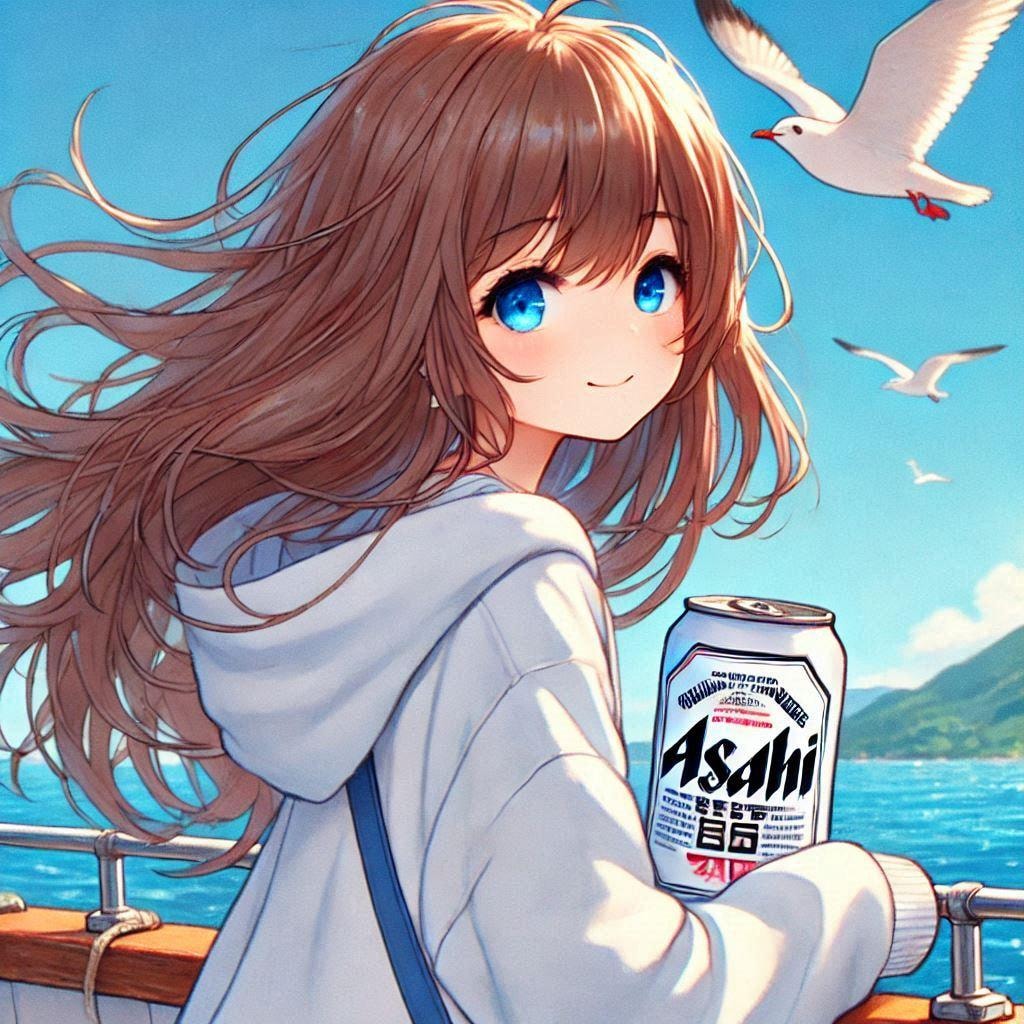 カモメと船旅の小さな女の子