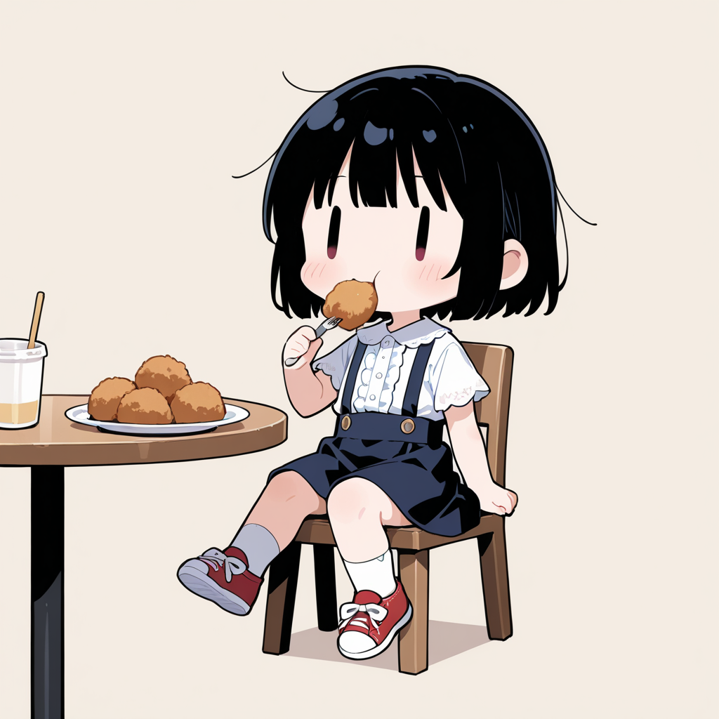 コロッケを食べる