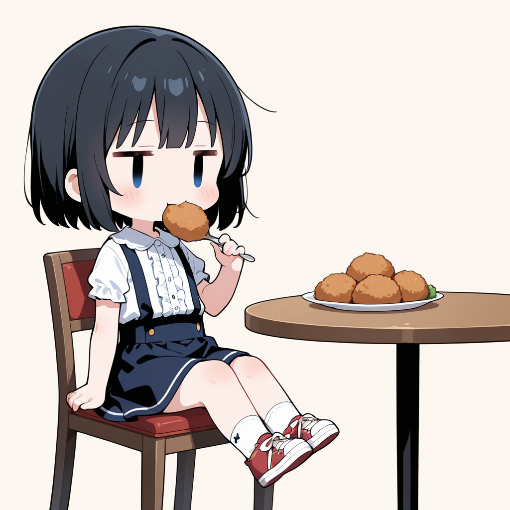 コロッケを食べる