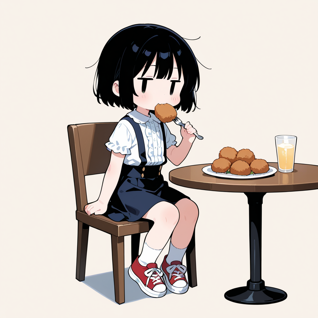 コロッケを食べる