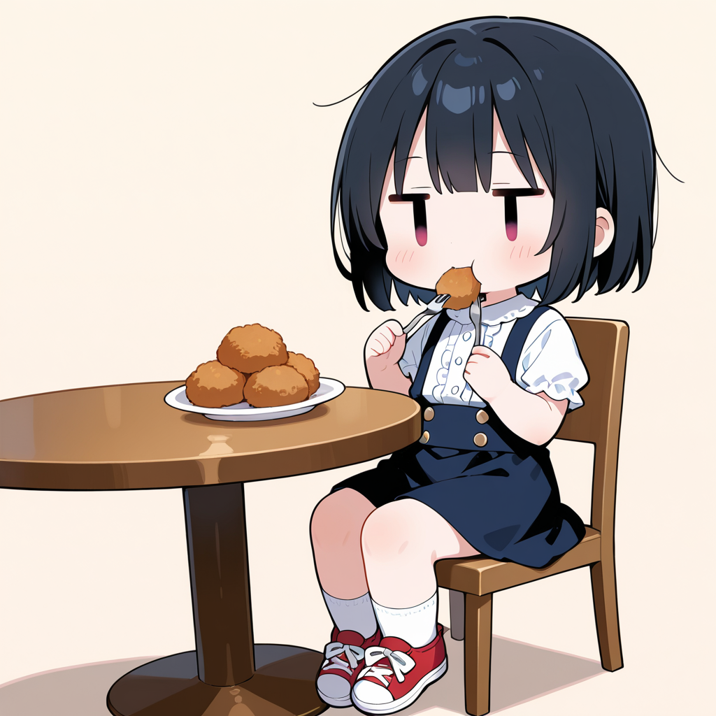コロッケを食べる