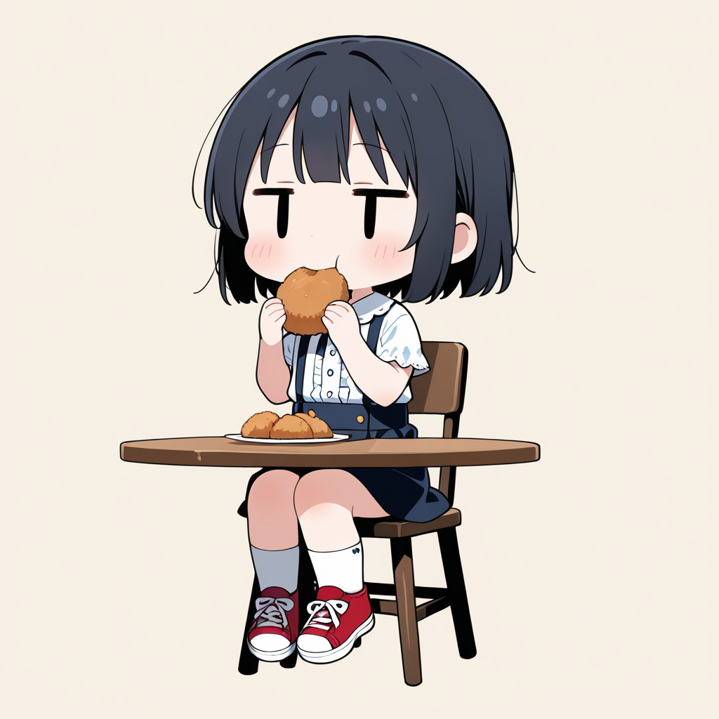 コロッケを食べる