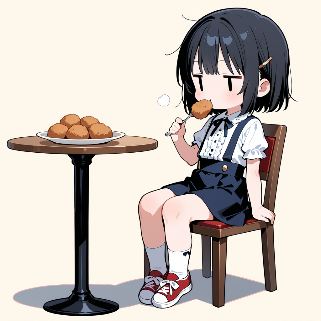 コロッケを食べる