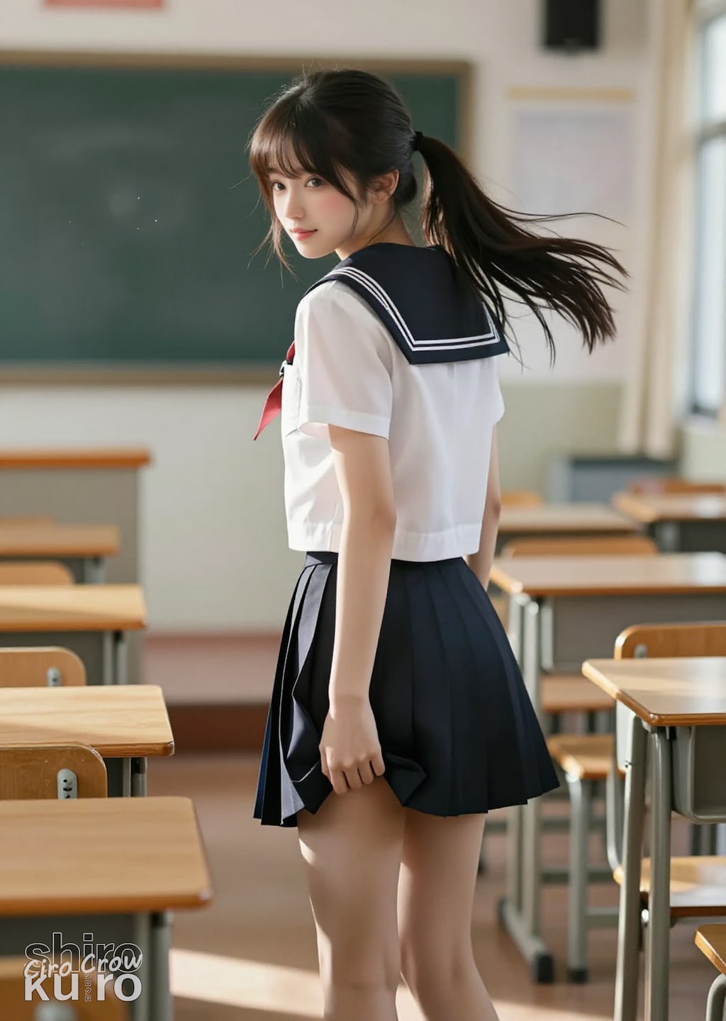 風になびく
