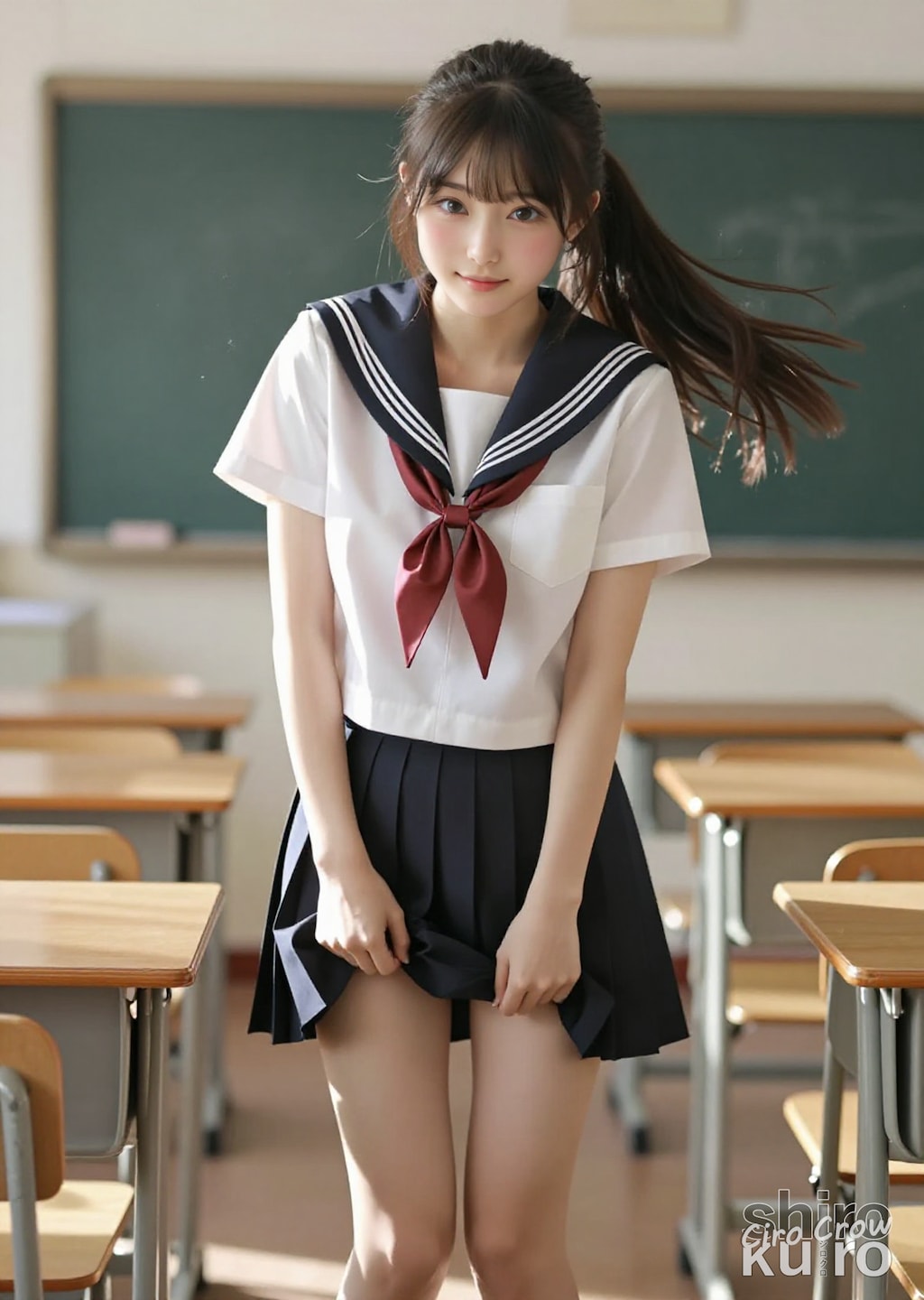 風になびく