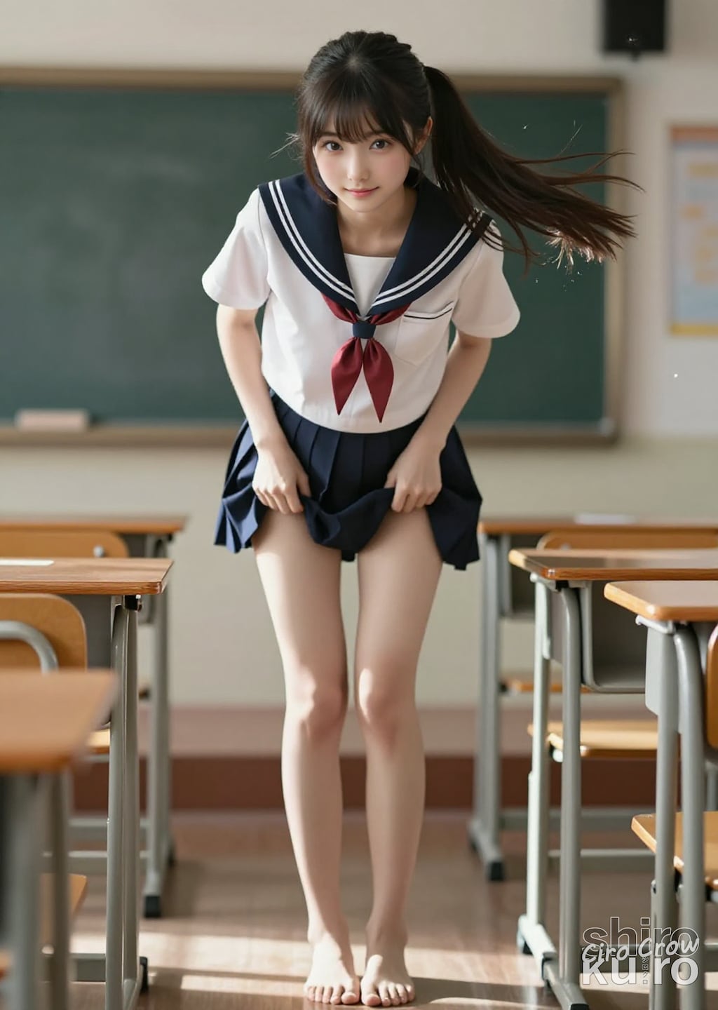 風になびく