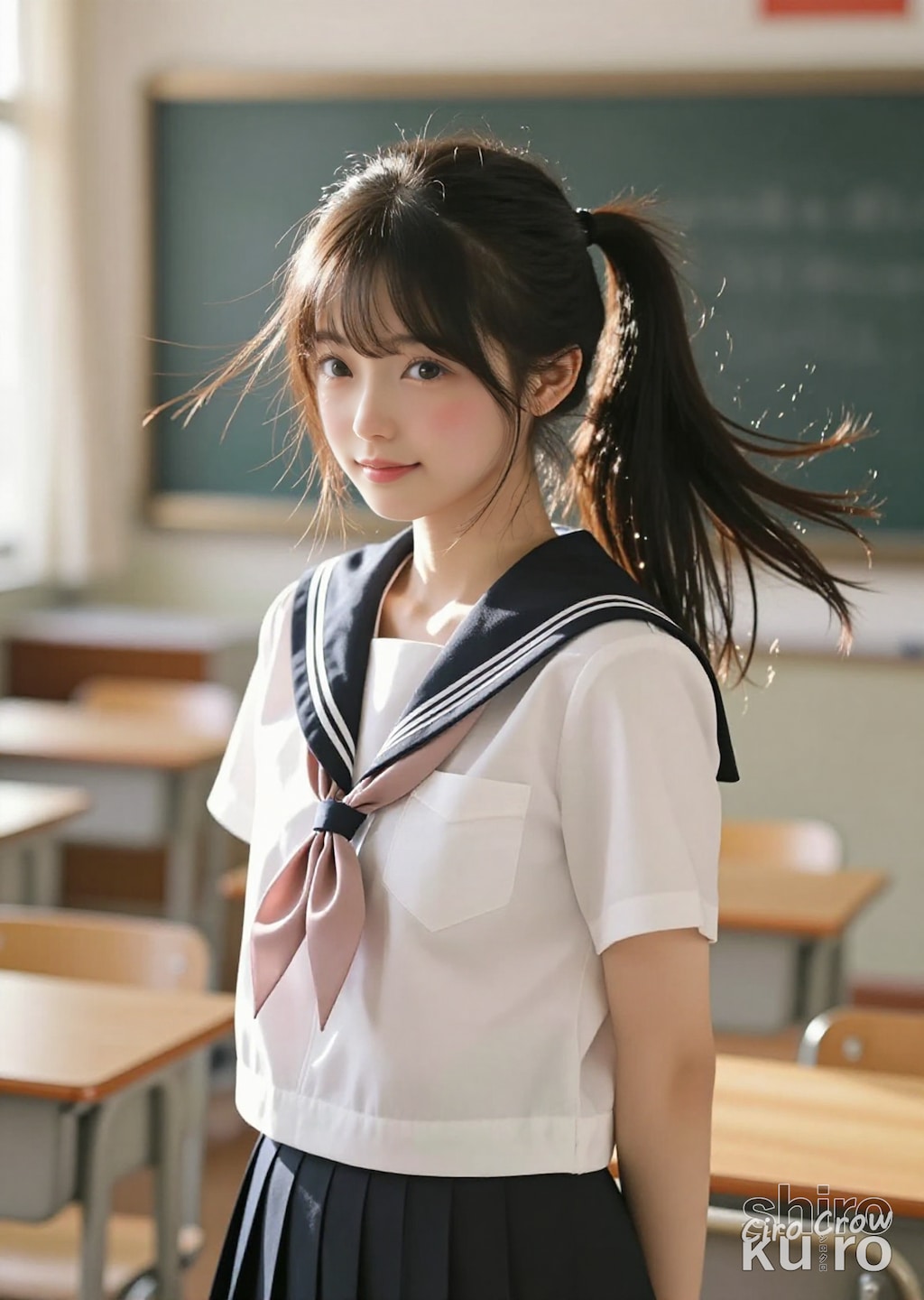 風になびく
