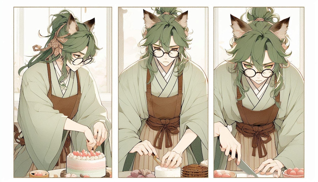 葛藤しながらケーキをカット