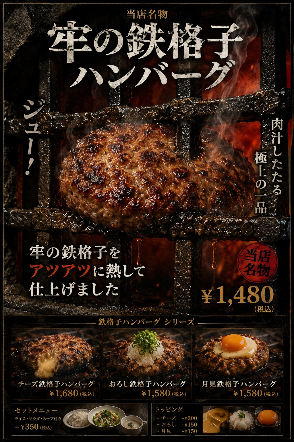 牢の鉄格子ハンバーグ