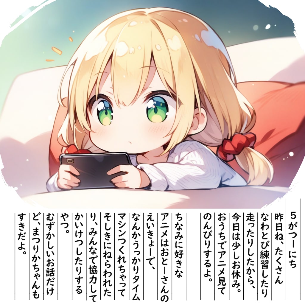【絵日記】お休みの日はアニメ