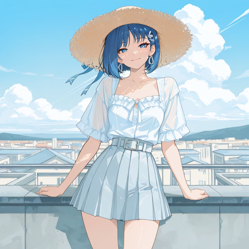 青空と白いショートスリーブ | の人気AIイラスト・グラビア