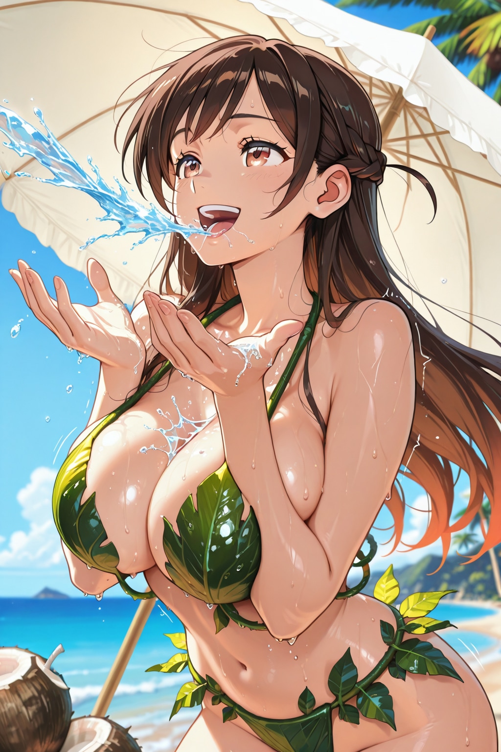 葉っぱビキニの千鶴姫🍃👙🏝️❤️