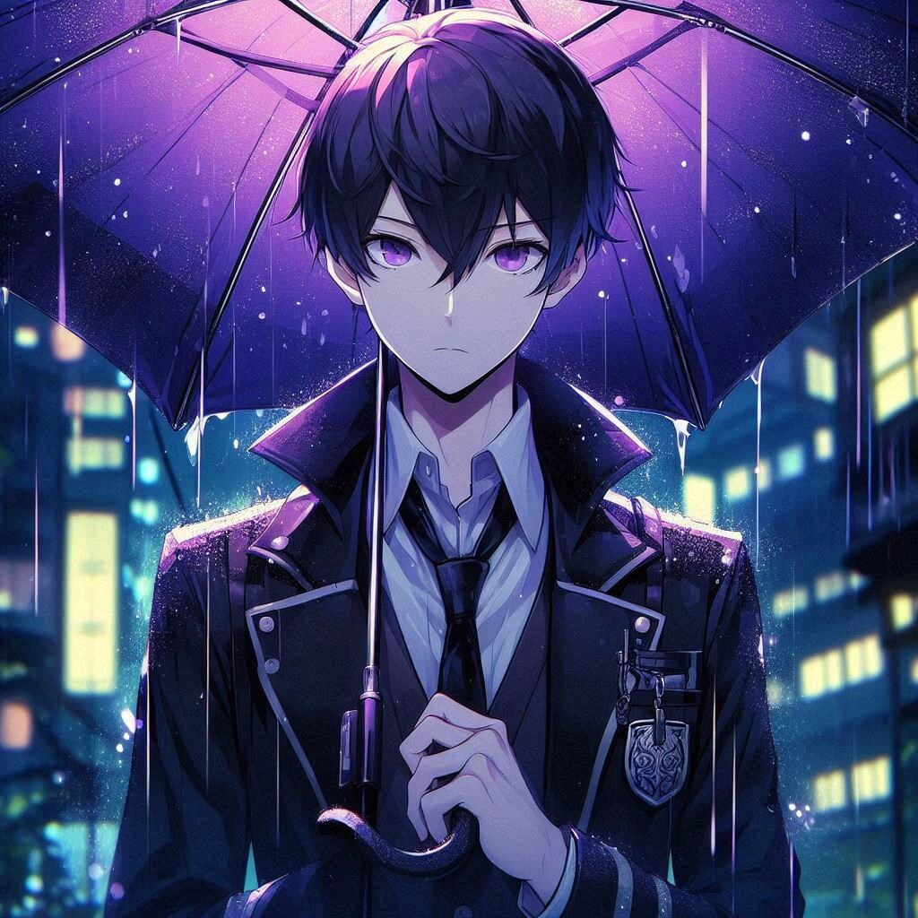 傘と黒髪短髪男性と、紫陽花…その2-2(6枚)