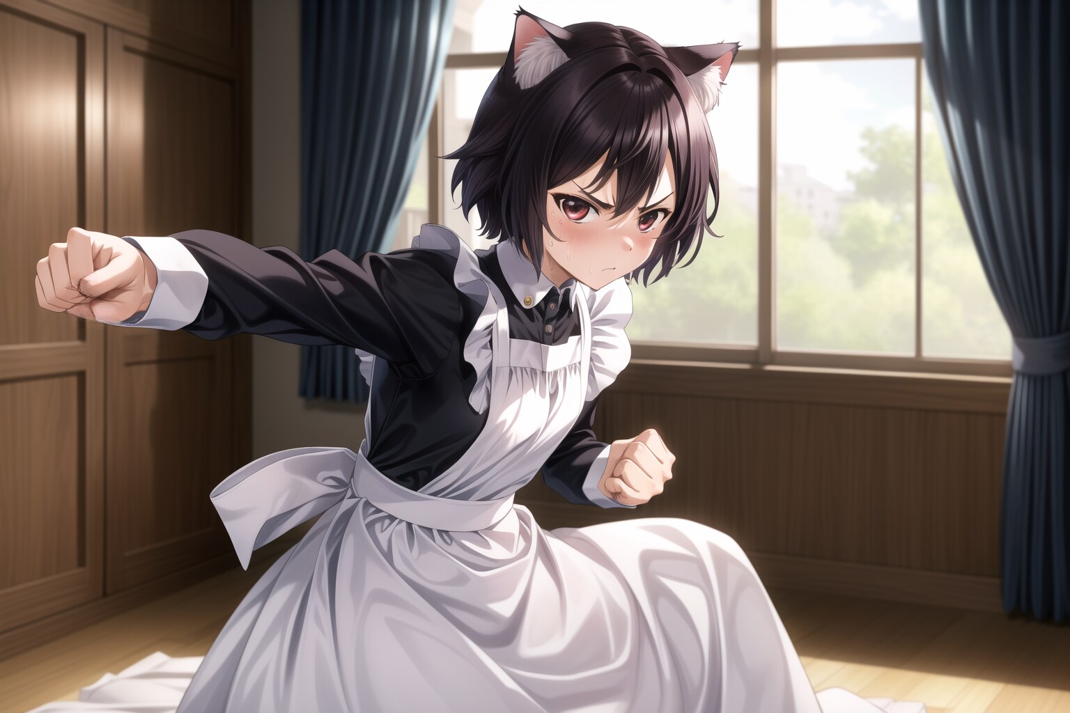 空手をする猫