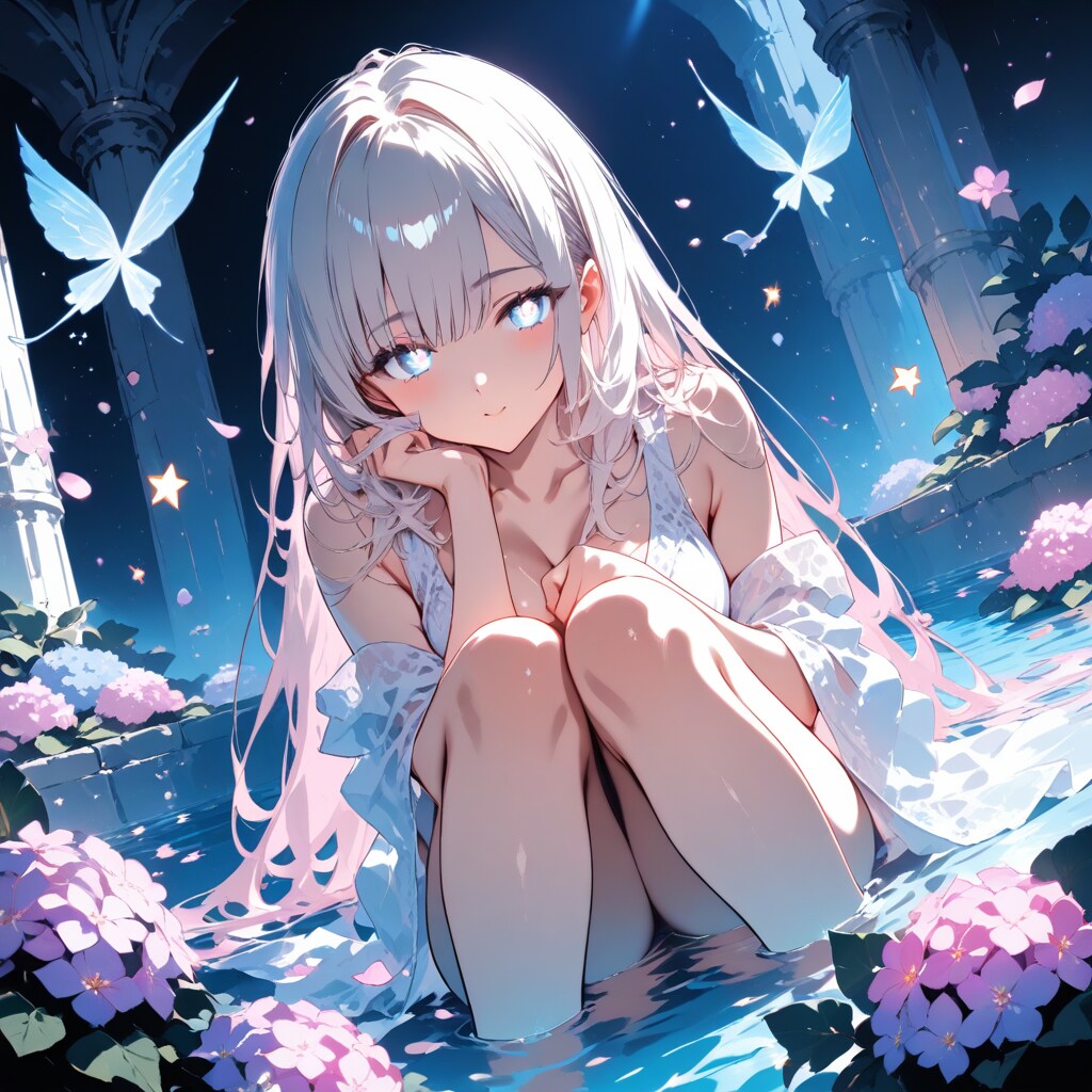 紫陽花と少女