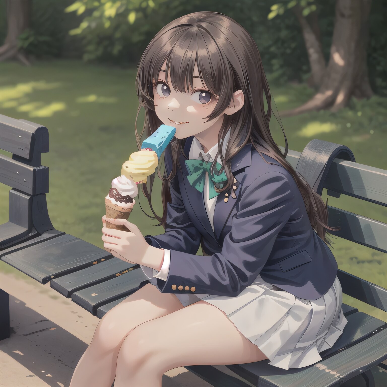 黒髪ロングでブレザーの少女３７ | の人気AIイラスト・グラビア