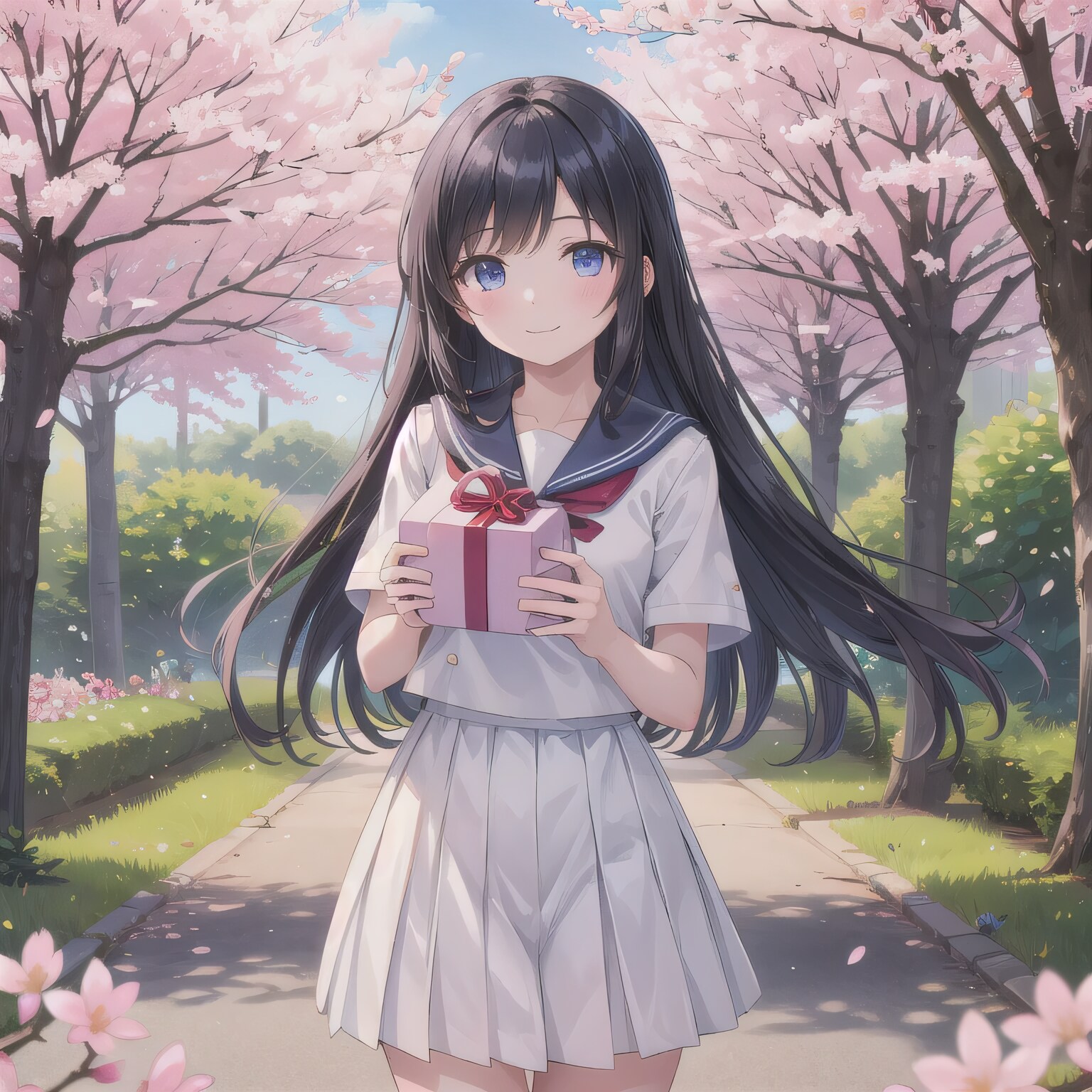 黒髪ロングでセーラー服の少女２５ | の人気AIイラスト・グラビア