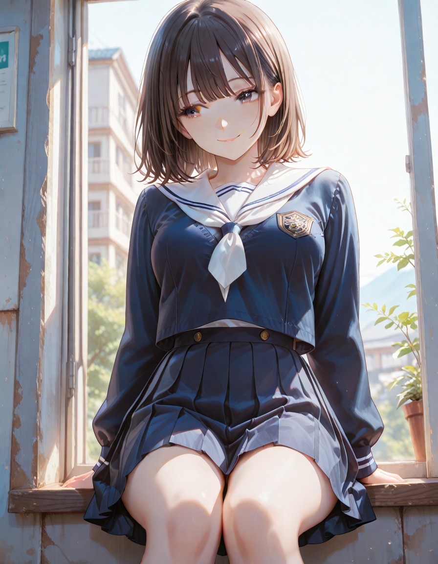 窓辺の女子高生 | の人気AIイラスト・グラビア