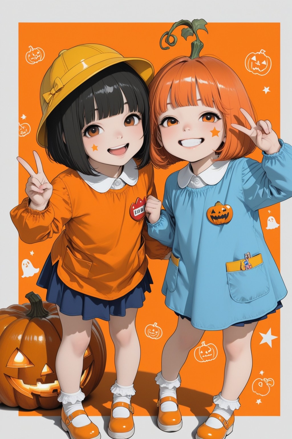 MIX - 幼稚園児（あんず）とカボチャ（クランちゃん）のどっちもいたずら好きの女の子♪【4th】「カボチャ 最高！」 | の人気AIイラスト・グラビア