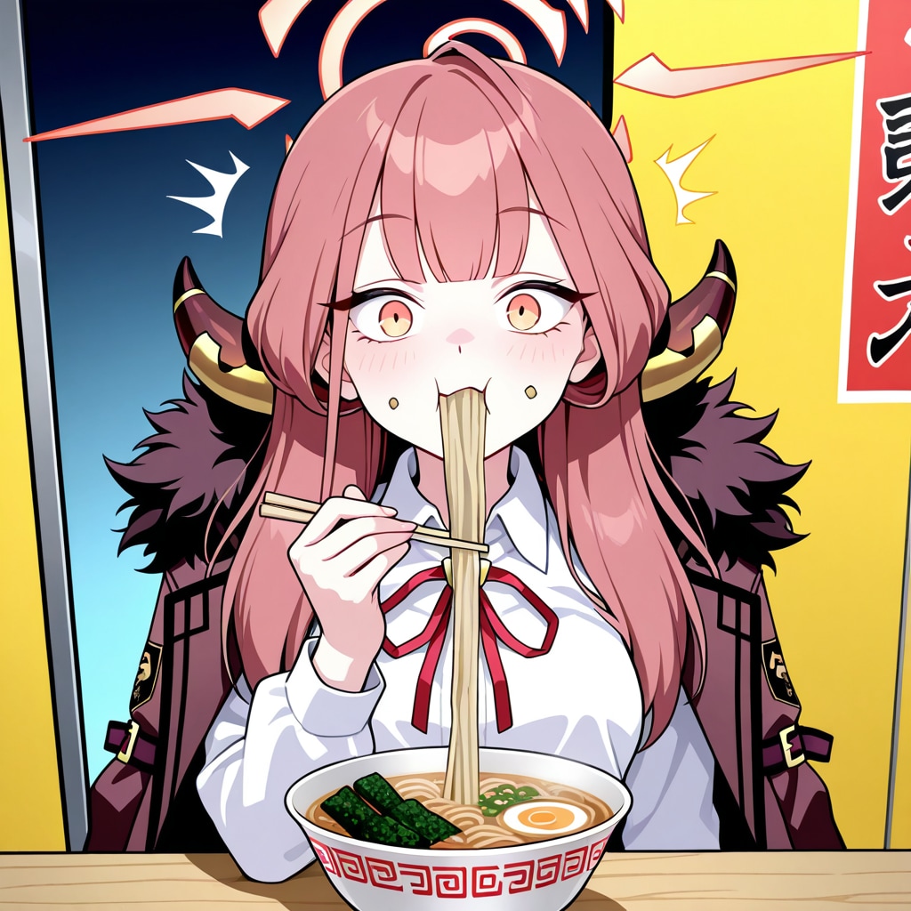 ラーメン食べるアルちゃん