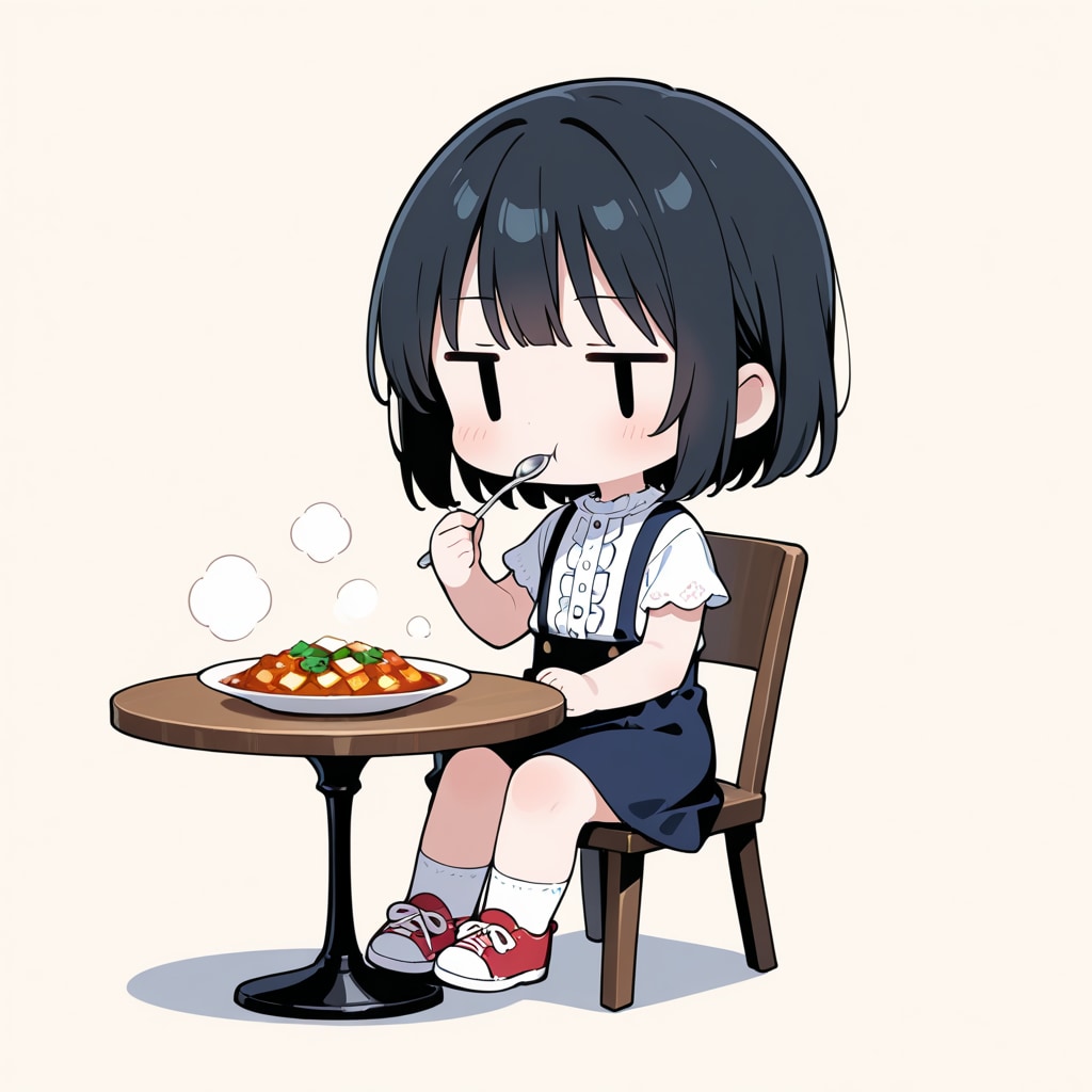 麻婆豆腐を食べる